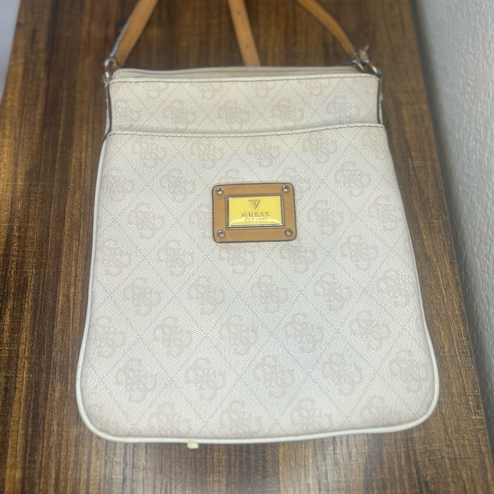 Guess Cream Crossbody Bag with Gold‎ Accents